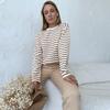 Cozy Loose Long Sleeve Striped T-Shirts Women Autumn Basic Casual Cotton Tops Round Neck Street Style Blouse