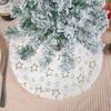 14.96 Inch Christmas Tree Skirt White Faux Fur Plush Beaded Embroidered Merry Christmas New Year Home Xmas Tree Decorations