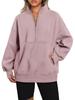 Autumn/Winter European & American Women's Pocket Half-Zip Loose Spliced Stand-Up Collar Fleece Sweatshirt