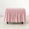 Funda con Falda de Seersucker para Taburete Reposapiés Elástica Spandex Cubre Otomana Color Sólido Antideslizante Lavable Fundas para Reposapiés para Sala de Estar