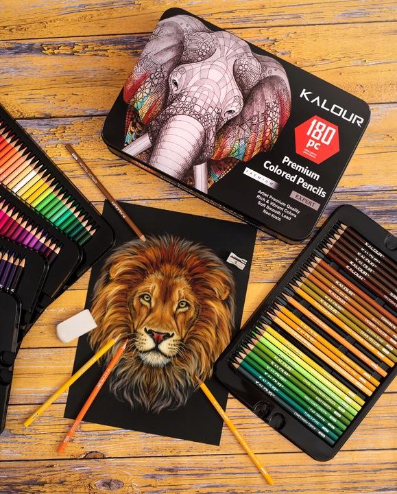 Kalour Lot de 180 crayons de couleur professionnels