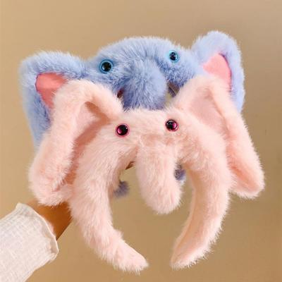 Plush Headband Cartoon Elephant Shape Girl Hair Hoop Face Washing Hairband
