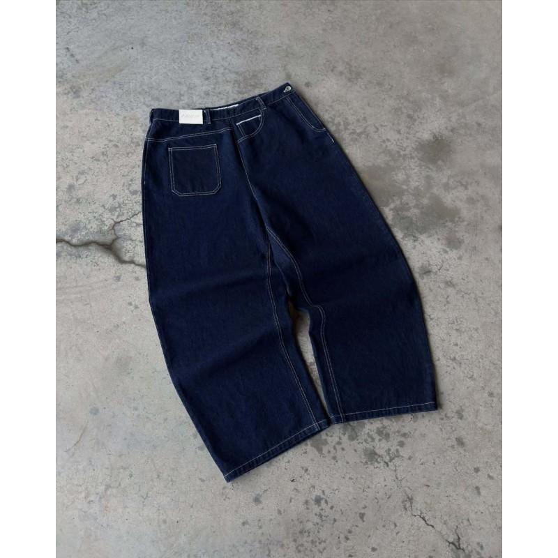 Vintage Washed Denim Jeans Unisex Fall Streetwear Embroidered Straight Leg Pants