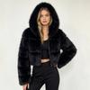 Womens Short Faux Fur Coat Stylish Fluffy Jacket Hooded Long Sleeve 25-29 Years Old