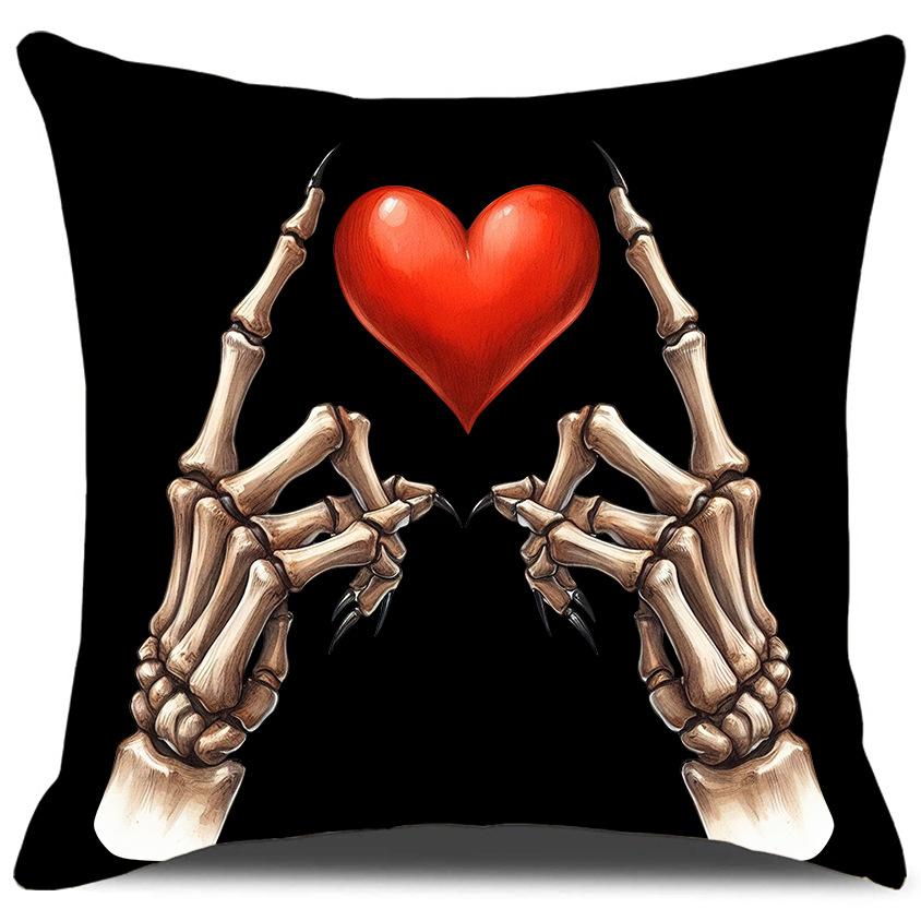 Niche Valentine's Day Skeleton Hand Love Pillow Case Line Cushion Pillow Household Sofa Pillow Case