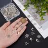 120Pcs 12 Styles Tibetan Style Alloy Pendants Lead Free and Cadmium Free Moon & Star Antique Silver 14.5~20x9.5~16.5x1~3.5mm Hole: 1.5~3mm