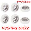 10/5/1Pcs 608 ZZ POM Nylon Round Type Roller Wheel POM Wrapped 608ZZ Bearing Pulley Plastic Wheel 8*30*8.5mm