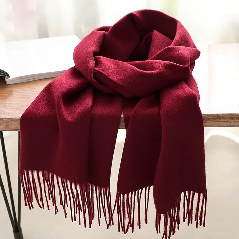 Winter Cashmere Solid Color Pashmina Tassel Scarf for Women Warm Scarves Wraps Girls Thicken Warm Shawl Wrap Echarpe Stole