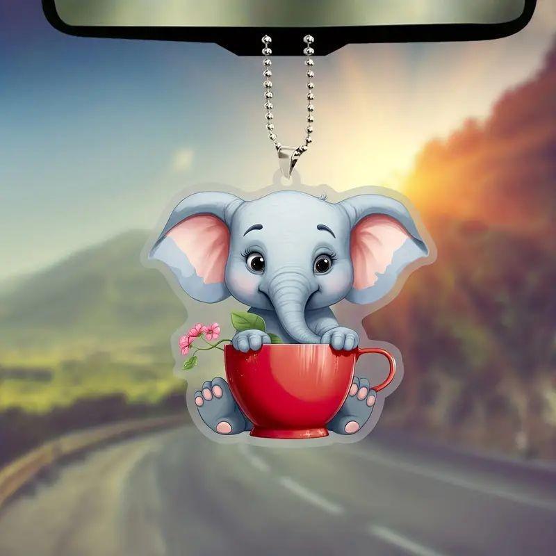 Delightful 2d Elephant Acrylic Christmas Tree Pendant For Decorative Car Accessories Interior