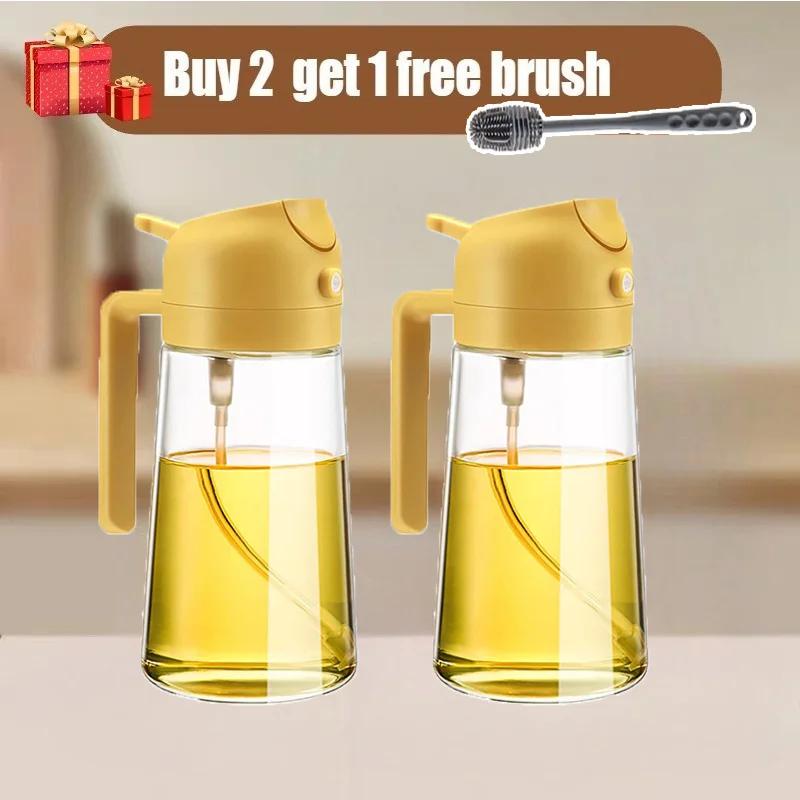 2 in1 Spray Oil Sprayer Kitchen Oil Spray Bottle Plastic 500ML Oil Dispenser Spray Container Cooking Camping Kitchen Seasoning
