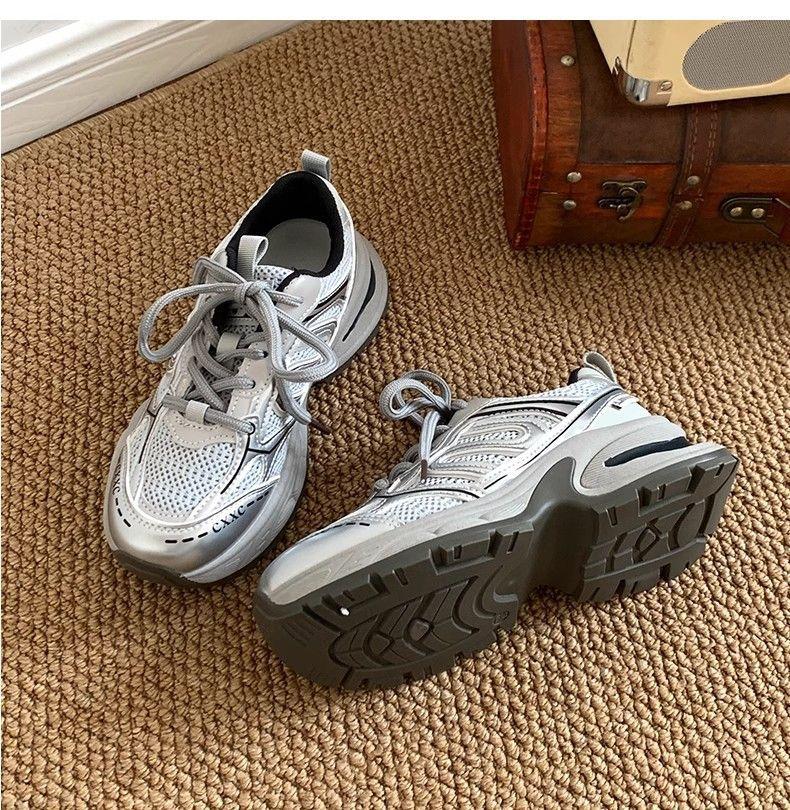 Internet Celebrity Popular Dad Shoes Women 2025 Spring New Korean Version Wear-resistant Heightening Sports Shoes Super Fire Breathable Casual Shoes