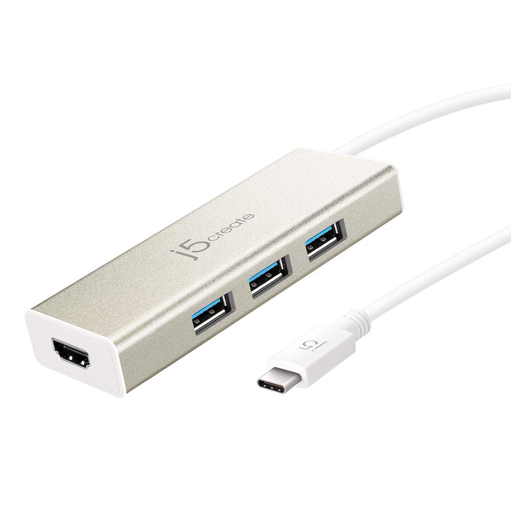 

j5create USB to x 3 Port Hub с 4K HDMI Displayport Alt Mode Без драйвера Алюминий Совместимость с такими устройствами, как MacBook Pro MacBook Air Surface Book