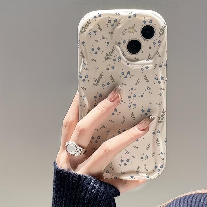 Cute Flower Leaves Wave Phone Case for IPhone 17 16 15 11 12 13 14 Pro Max for fPhone 14 15 16 Plus 16e 17e Shockproof Cover