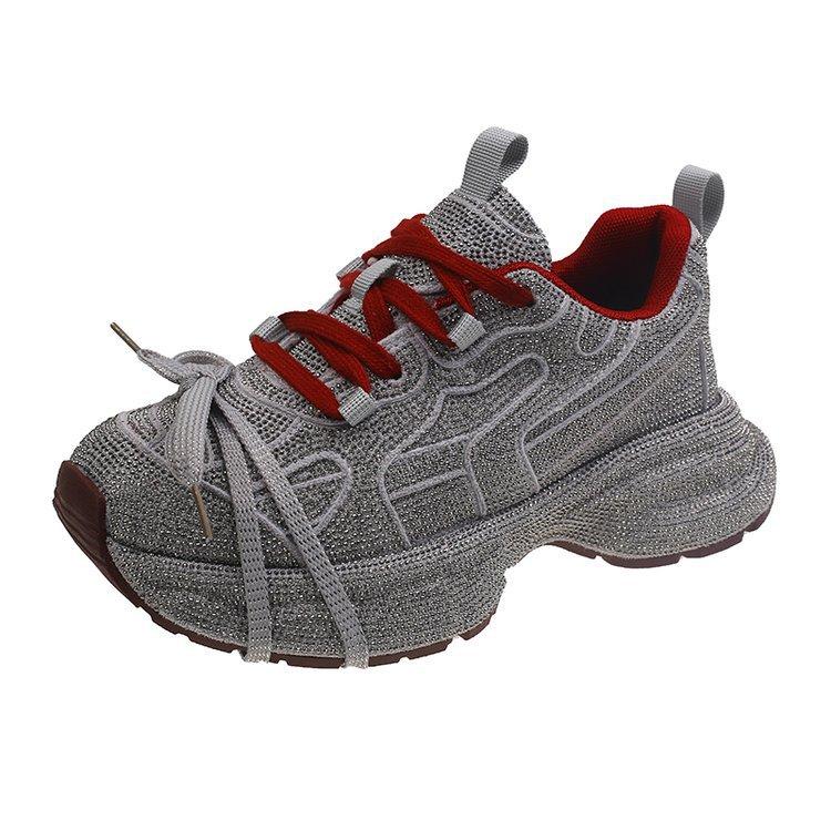 

Европейская Анкара красные полностью бриллиантовые кроссовки для папы женские 2025 новые универсальные спортивные туфли на платформе жареная улица повседневная обувь тренд 42