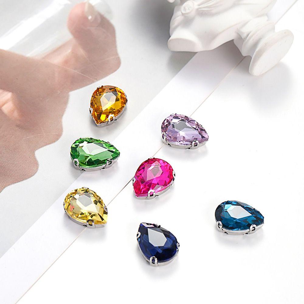 50Pcs/Pack Sew On Glass Crystal Stones Diamond Beads Ornament  DIY Garment Clothes Shoes