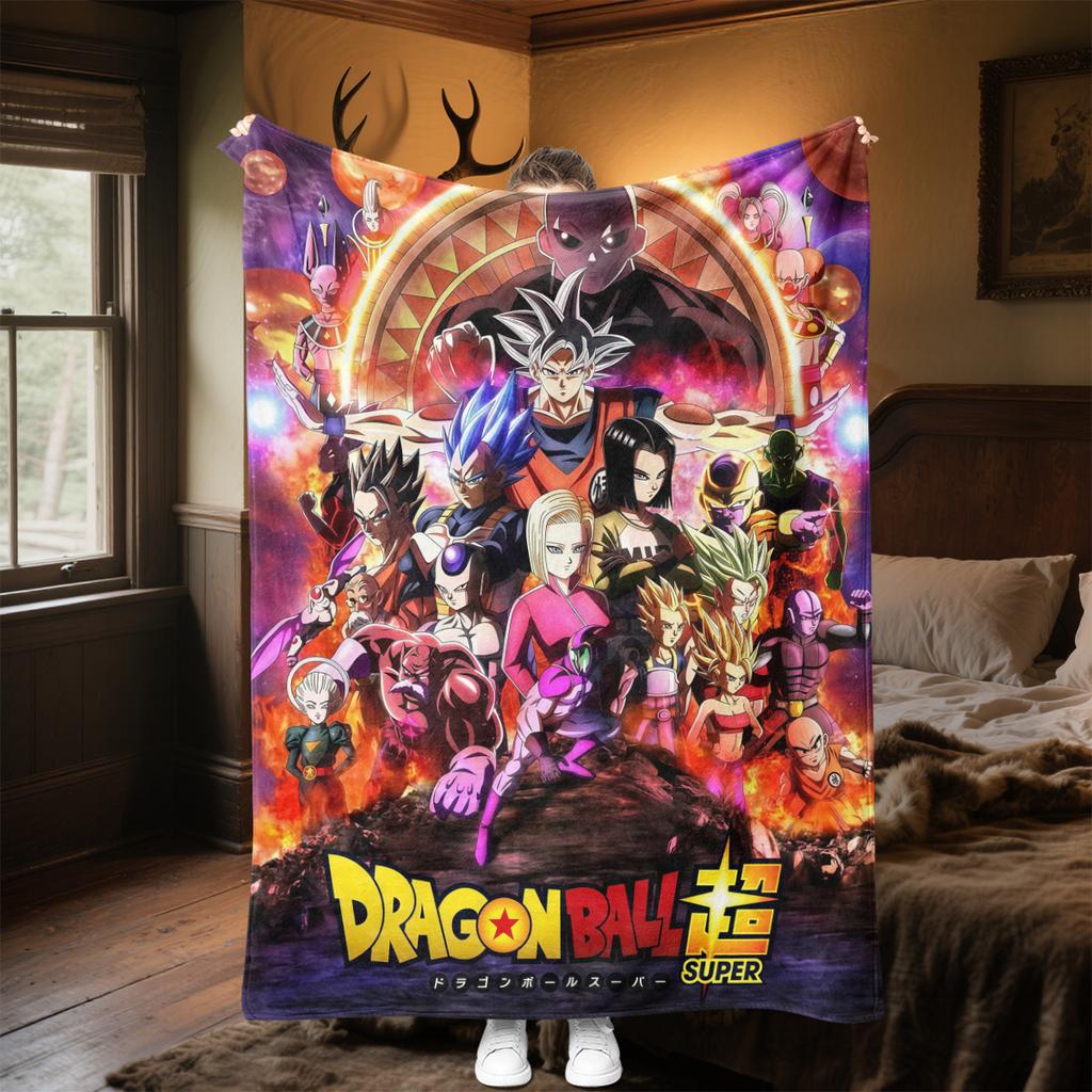1 Stück Dragon Ball Super Aufdruck Flanelldecke, Hohe Qualität für alle Jahreszeiten, Heimdekoration, Wärme und Komfort, Perfekt für Weihnachtsgeschenke