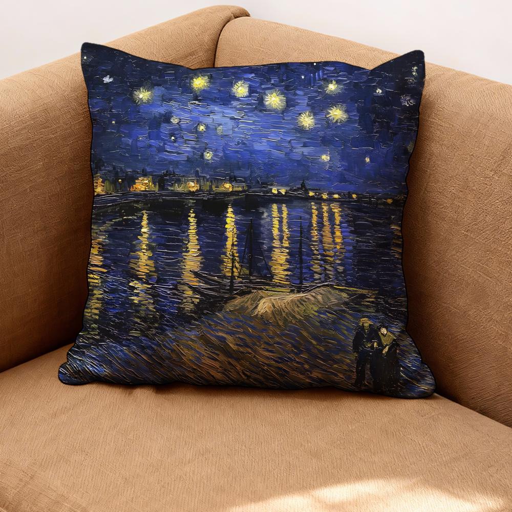 Vincent Van Gogh Cushion Cover Premium Comfort Reversible Pillow Cove -Two In One Design for Any Room & Car Interior