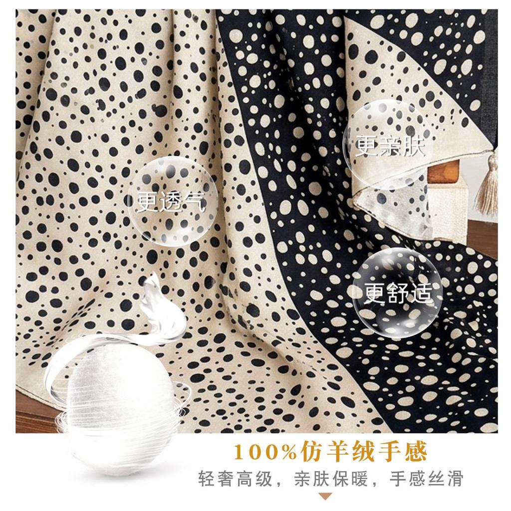New 71 polka dot small square scarf silk scarf women's Korean velvet double-sided hanging ear neck protection small scarf scarf shawl