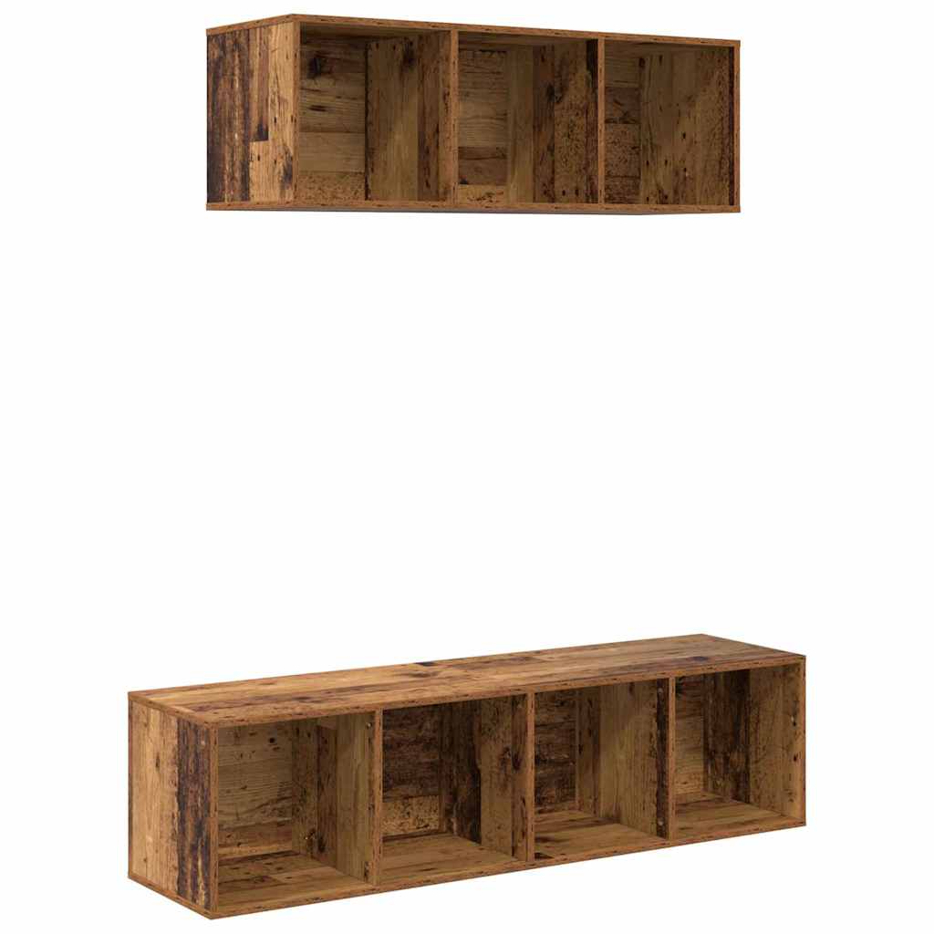 Wall Mounted TV Cabinet Set 2 pcs Reclaimed Wood Effect Particleboard