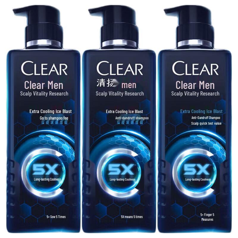 

Clear Men s Cool Menthol Anti-Dandruff Shampoo, 3 x 650g Pack