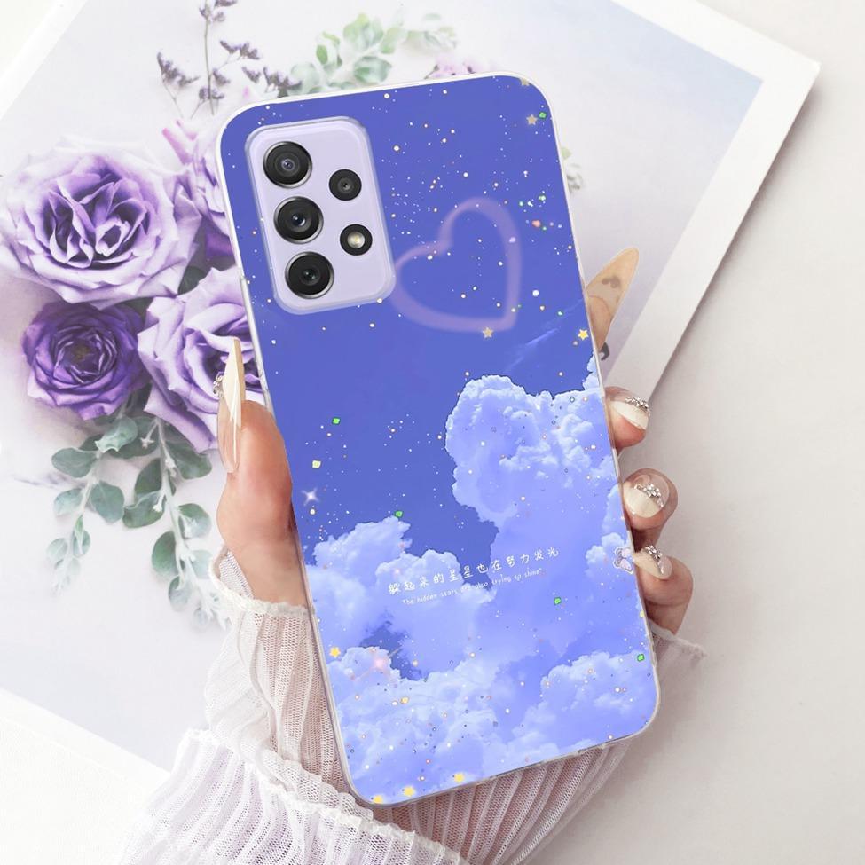 Transparent For Samsung Galaxy A72 4G Case Cute Fashion Flowers Funny Painted Casing For Samsung A72 4G SM-A725M SM-A725F Cover
