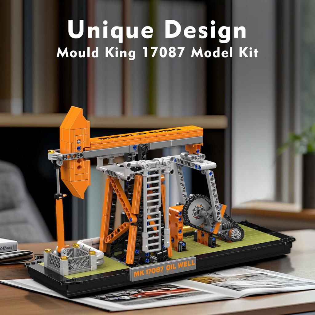 Mould King 17087 Oil Field Model Building Blocks, 840 Pieces with Powered and Movable Mechanisms, Engineering Series, Ages 8+, for Kids and Adults