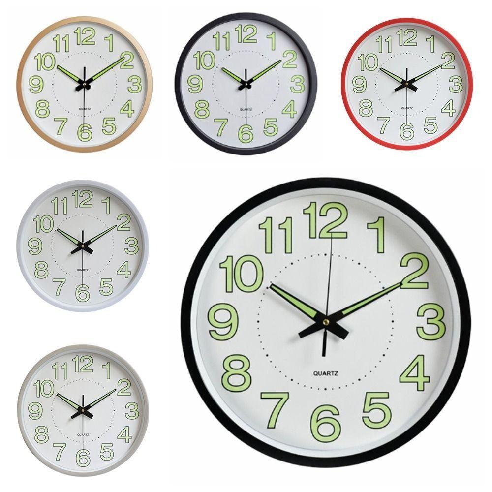Modern 12inch Glow In The Dark Clock Non-Ticking Energy-Saving Silent Quartz Clock Hanging Plastic Digital Clock Living Room
