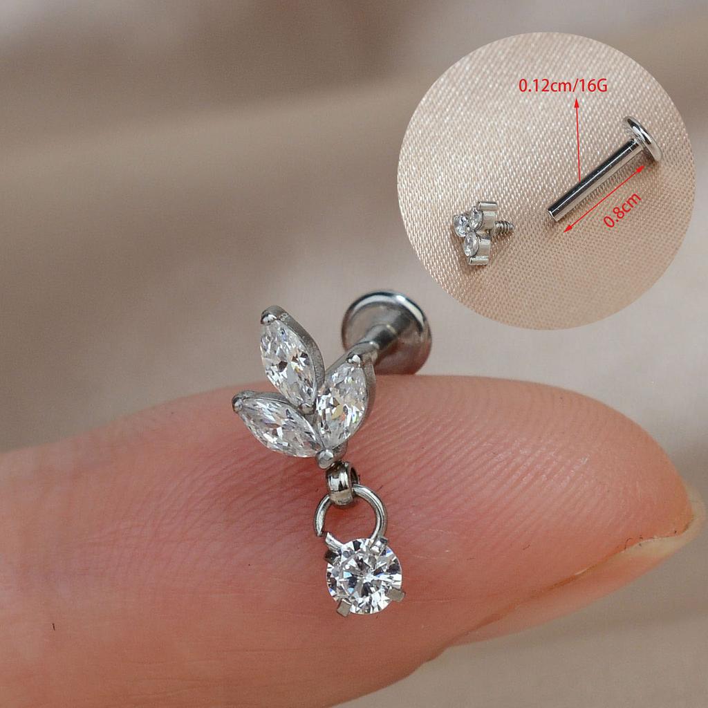 1PC Titanium Stainless Steel Earrings Tiny Butterfly Leaf Flat Rook Lobe Cartilage Snug Helix Couch Tragus Labre Piercing 16G
