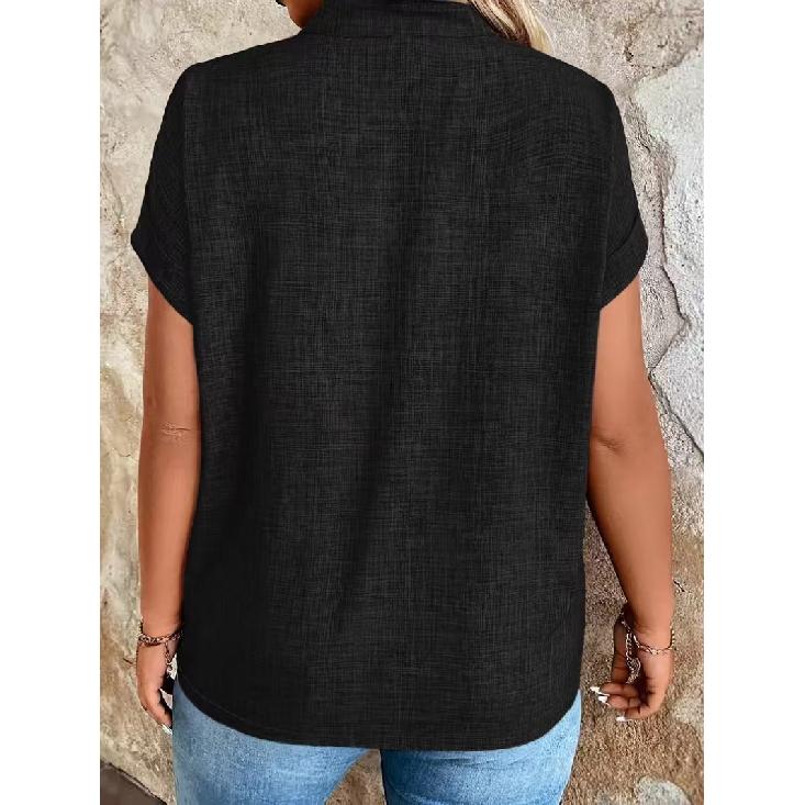 2026 New Women's V-neck Pullover Solid Color Pocket Bat Sleeve Casual Elegant Top for Women