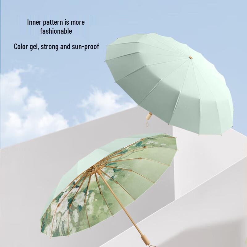 MAYDU Chinese Style Three-Fold UV Protection Sun & Rain Umbrella