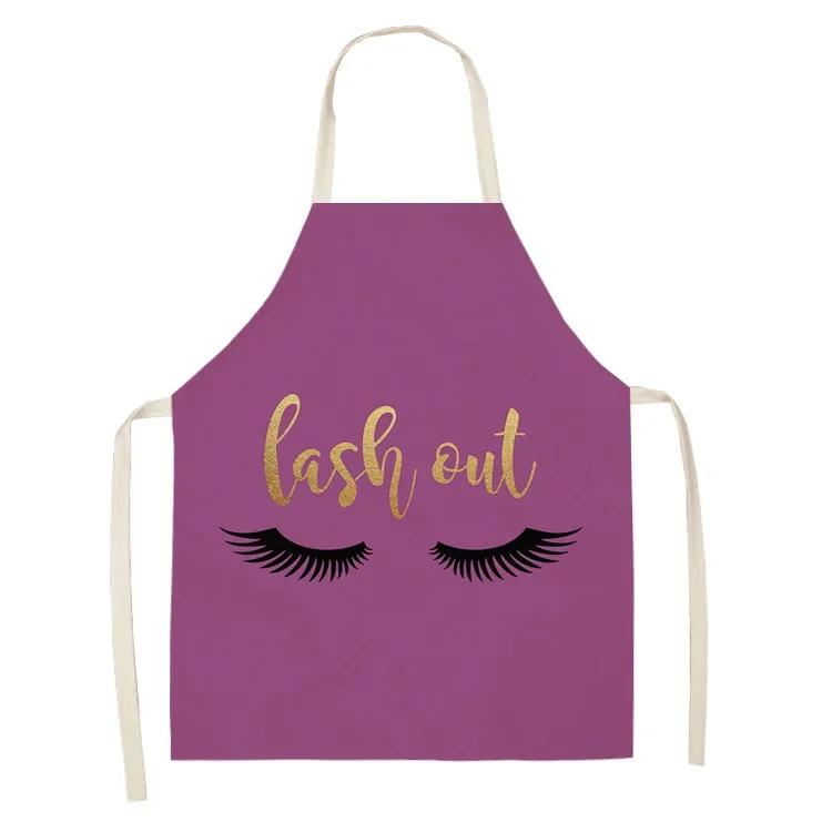 Eyelash Love Pattern Colorful Apron Household Kitchen Linen Stain Resistant Apron Kitchen and Household Goods Manicurist Apron 47x38cm kidsize