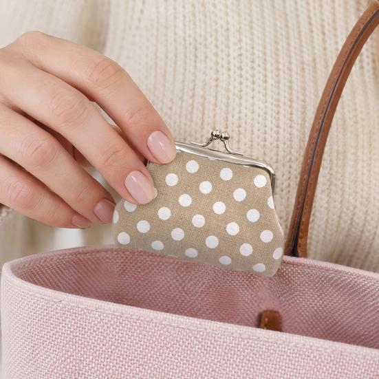 Punktmuster Münzbörse, Damen Canvas Kleingeldbörse, Kussverschluss Beutel für Bargeld Münzen Karten Schmuck Ohrhörer