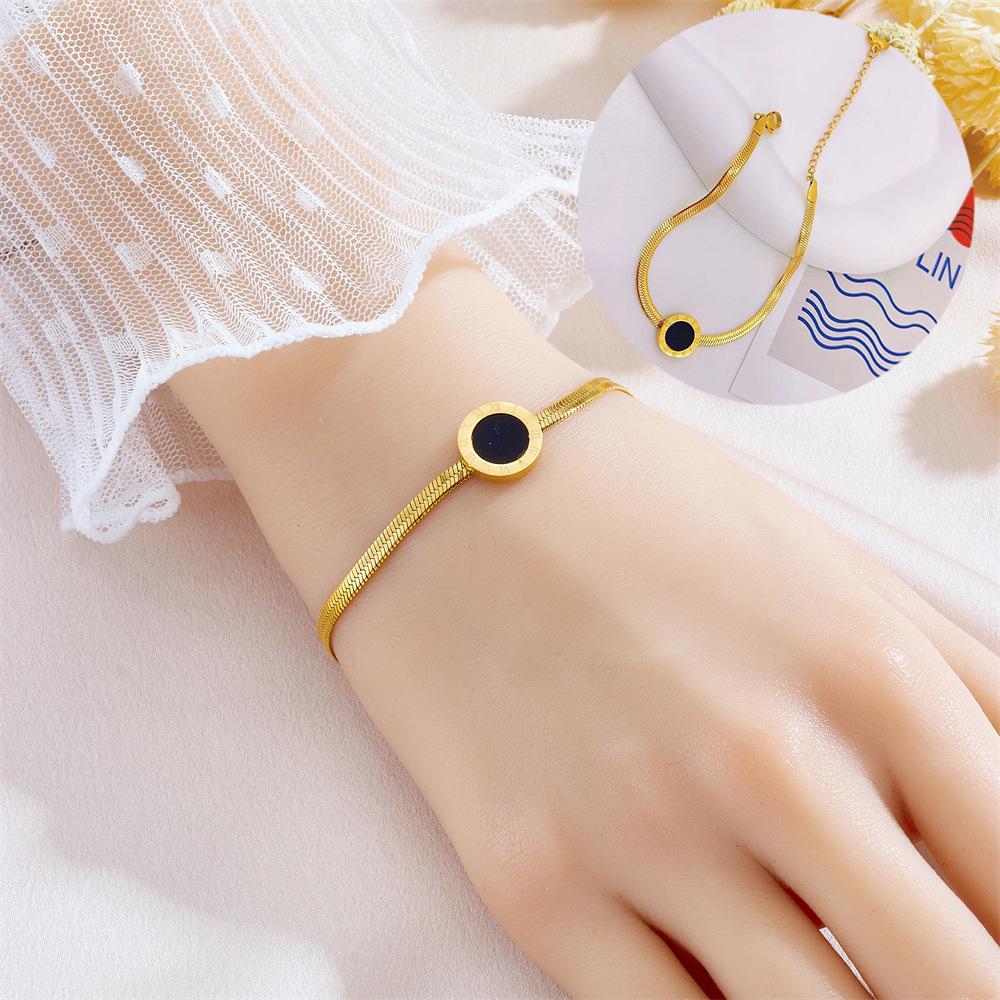 Meichen 18k Gold Non-Fading Titanium Steel Women's Fashion Bracelets - Simple, Versatile, Trendy European and American Style.