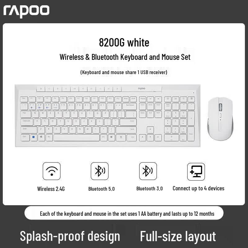 Rapoo 8200G Multi-Mode Wireless Tastatur- und Maus-Kombination