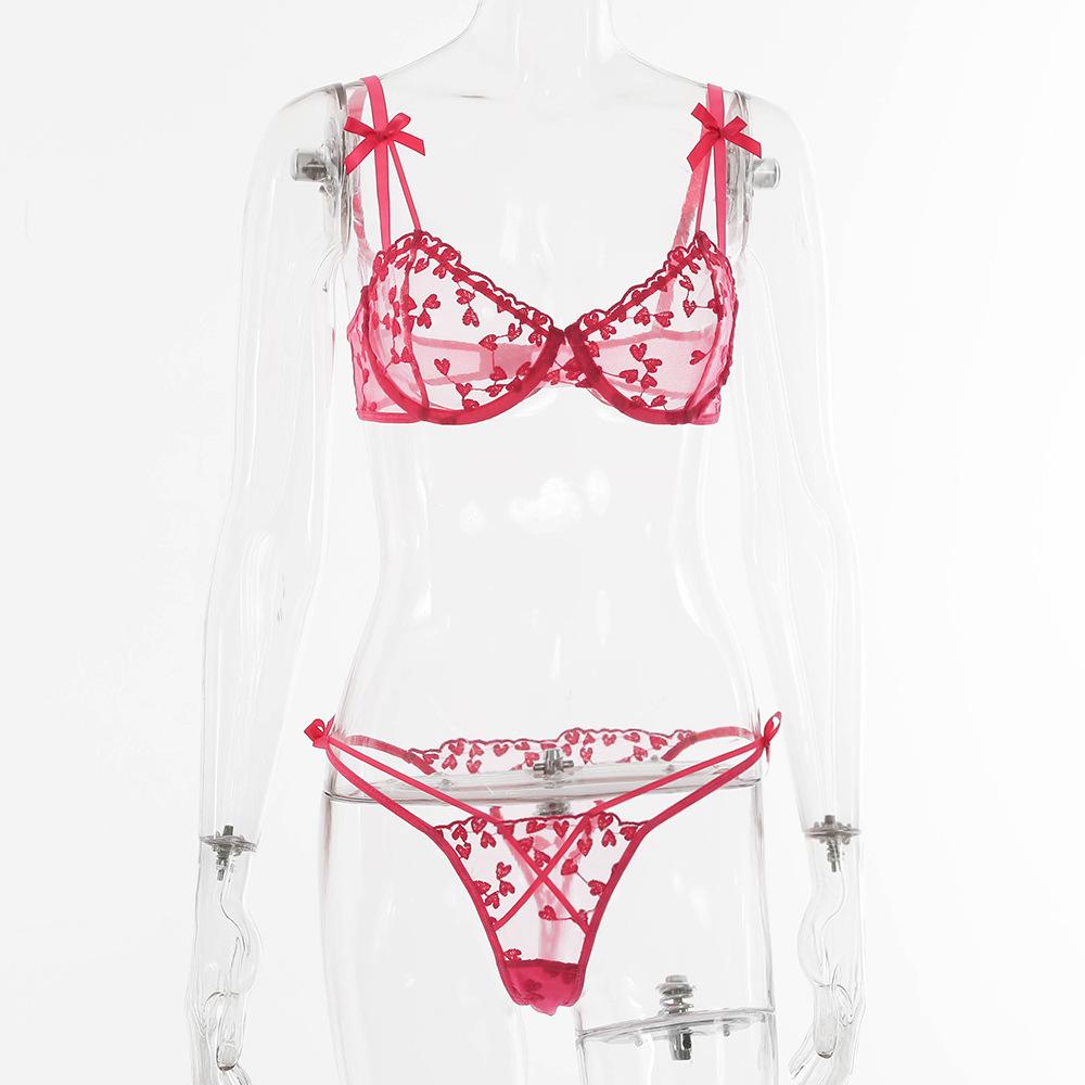 Σετ Σέξι Δαντελωτό Κέντημα Καρδιάς με Μπανέλα για Γυναίκες 2021