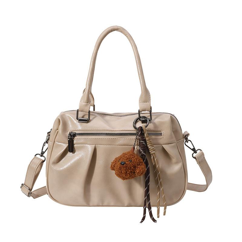 IELGY Ladies Messenger Bag Simple Casual Retro Pleated Shell Bag Large Capacity No Pendant