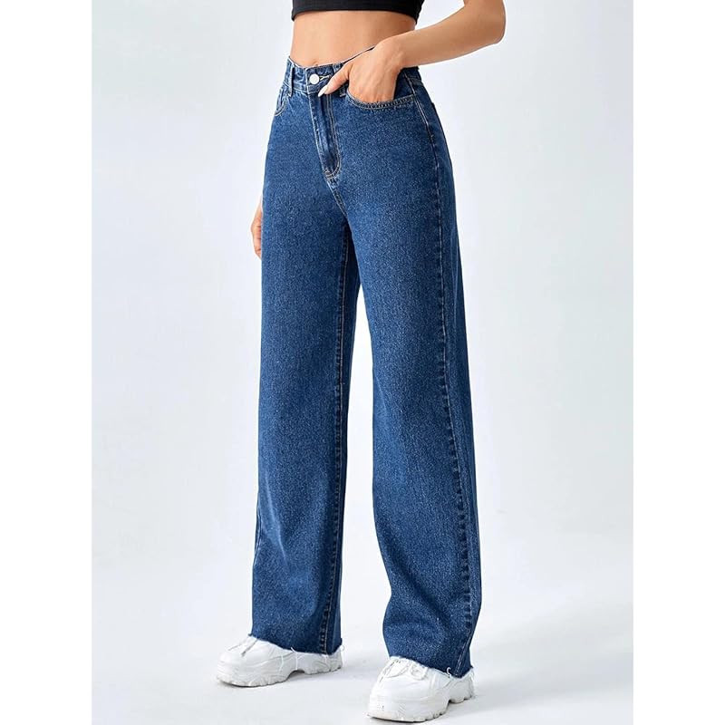 KOTTY Womens Solid High Rise Cotton Lycra Blend Relaxed Fit Jeans 28