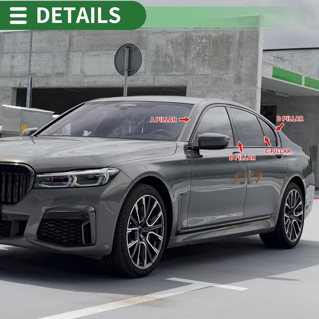 Motoforti Door Pillar Window Trim Anti Scratch Sticker Pillar Posts Door Outer Exterior Cover for Honda Accord 2003-2007 Black