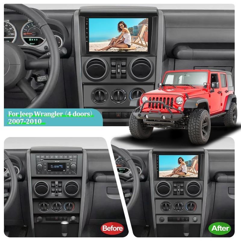 Car Radio Stereo 9Inch For Jeep Wrangler 2007-2010 4-Door Dash Panel Trim Bezel Fascia Frame Kit