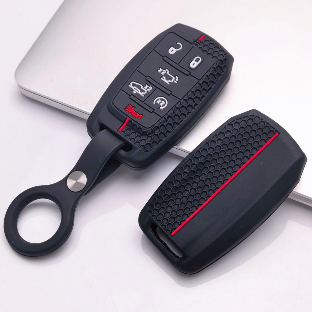 Silikon-Schlüsselanhänger-Abdeckung mit Schlüsselring für Dodge Durango Challenger Charger Chrysler 300 für Jeep Grand Cherokee Grand Wagoneer Schutzhülle Passend für 6