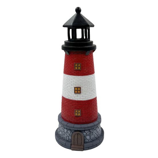 

Lighthouse Ornaments Solar Powered with Rotating Light Effect Ornament Waterproof Resin Garden Decor for Lawn Patio Balcony
