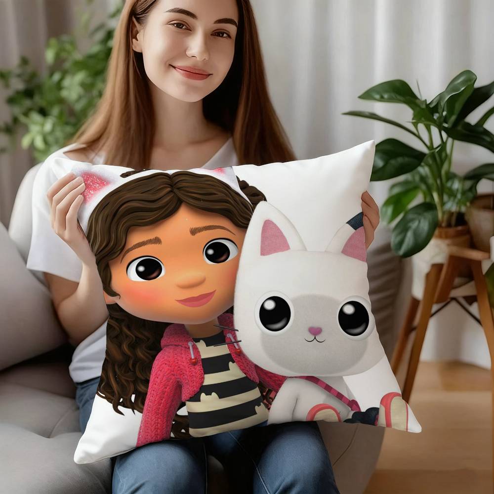 Cartoon Gabbys Mercat Cat Pillow Case Plush Fabric Soft Pillowcase Double Sided Print Cushion Cover Household Gifts
