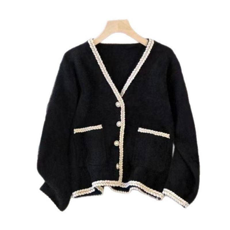 Imitation mink fleece neck sweater cardigan autumn and winter clothing small man wearing knitted coat women