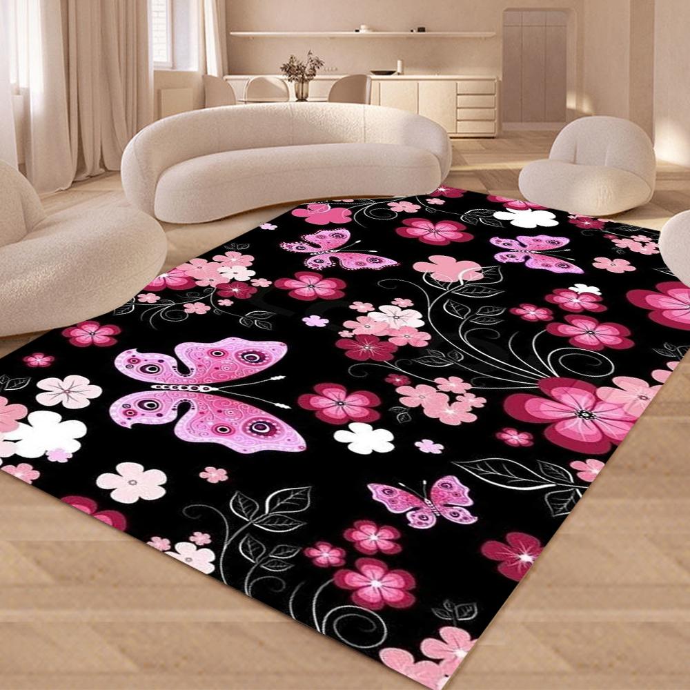 3D Nordic Flower Daisy Area Rug,Carpet Rug for Living Room Bedroom Sofa Doormat Kitchen Decoration Kids Play Non-slip Floor Mat