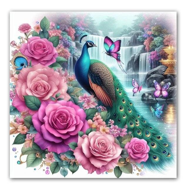 Diamond Painting Colorful Peacock Cross Stitch Embroidery Animal Full Square Round Drill Mosaic Flower Rhinestones Handmade Gift