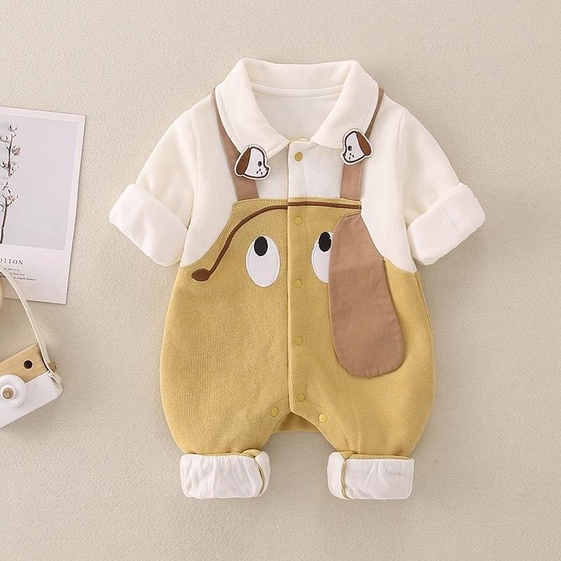 

Baby 2PCS Dog Print Romper Shirt Set Infant Cartoon Outfit 90cm жовтий