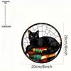 Noble Cat Black Cat Suncatcher, Acrylic Round Sign Translucent Window Hanging, Four Seasons Decoration, Novelty Home Decor