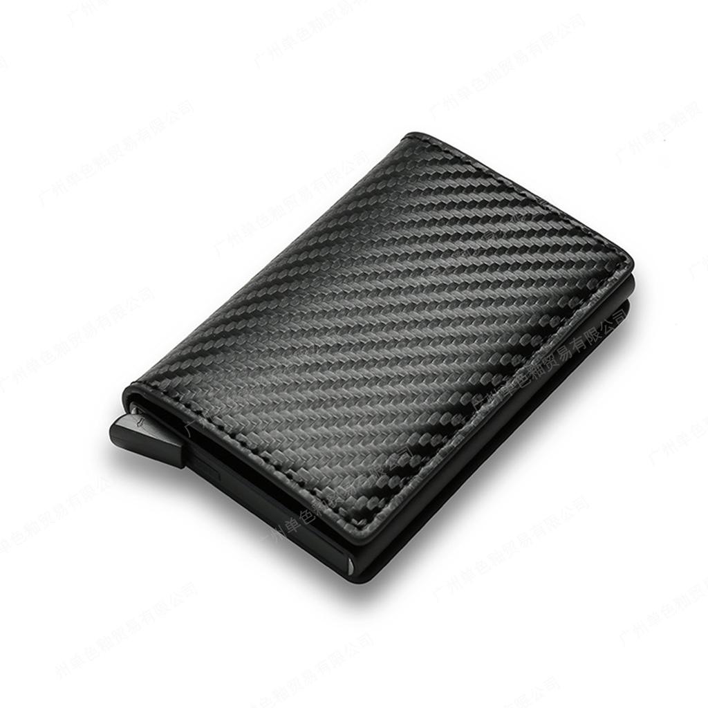 RFID Anti-theft Brush Automatically Pops Up Card Bag Card + Credit Card Metal Card Bag Men's Multi-card Wallet Carbon Fiber
