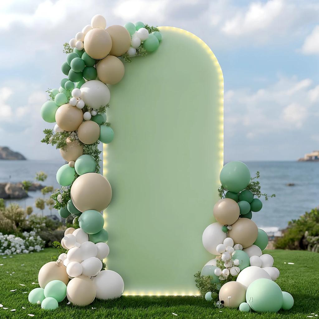 Spandex Wedding Arch Cover Pink with Lights U Top Backdrop Stand for Photographic Background Birthday Party Decoration