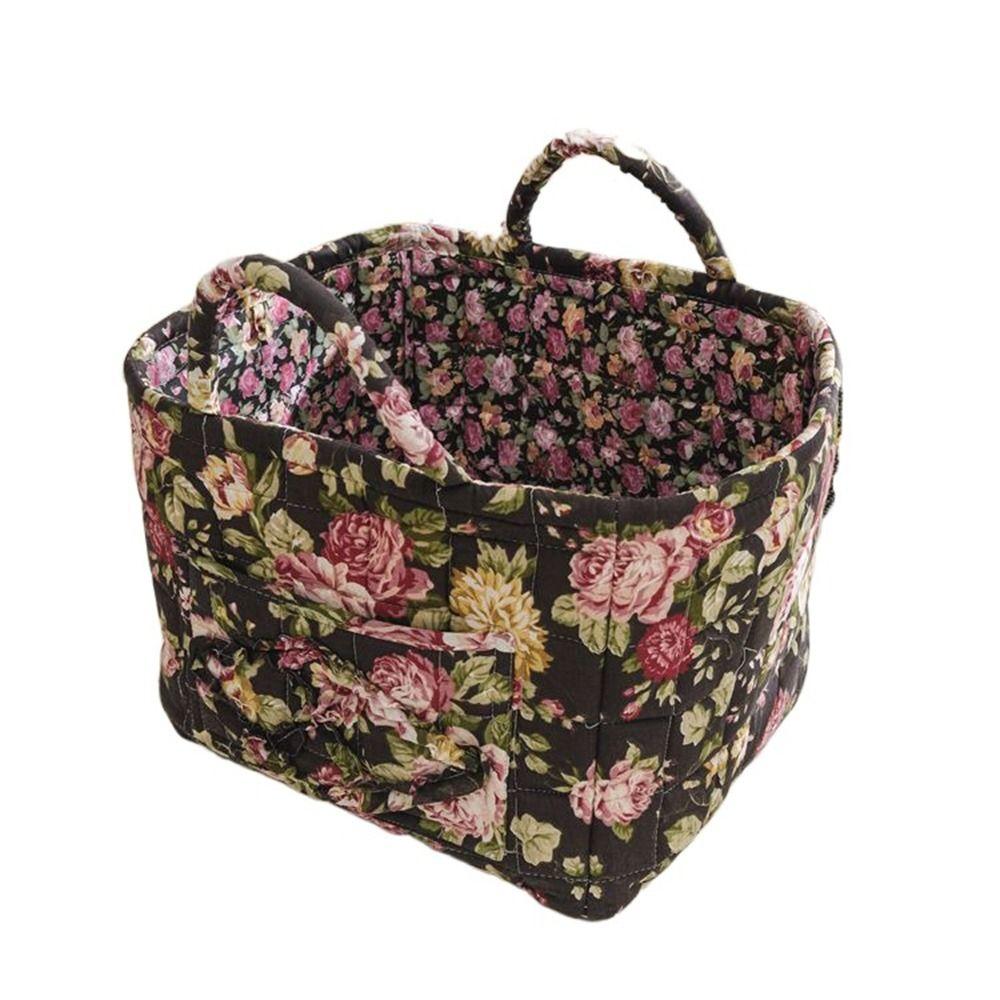 Pastoral Style Fabric Storage Basket Washable Stackable Underwear Debris Organizing Frame Foldable Sundries Storage Organizer